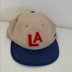 Men's Los Angeles Beige and Blue Cap Vintage Flat Brim Feel